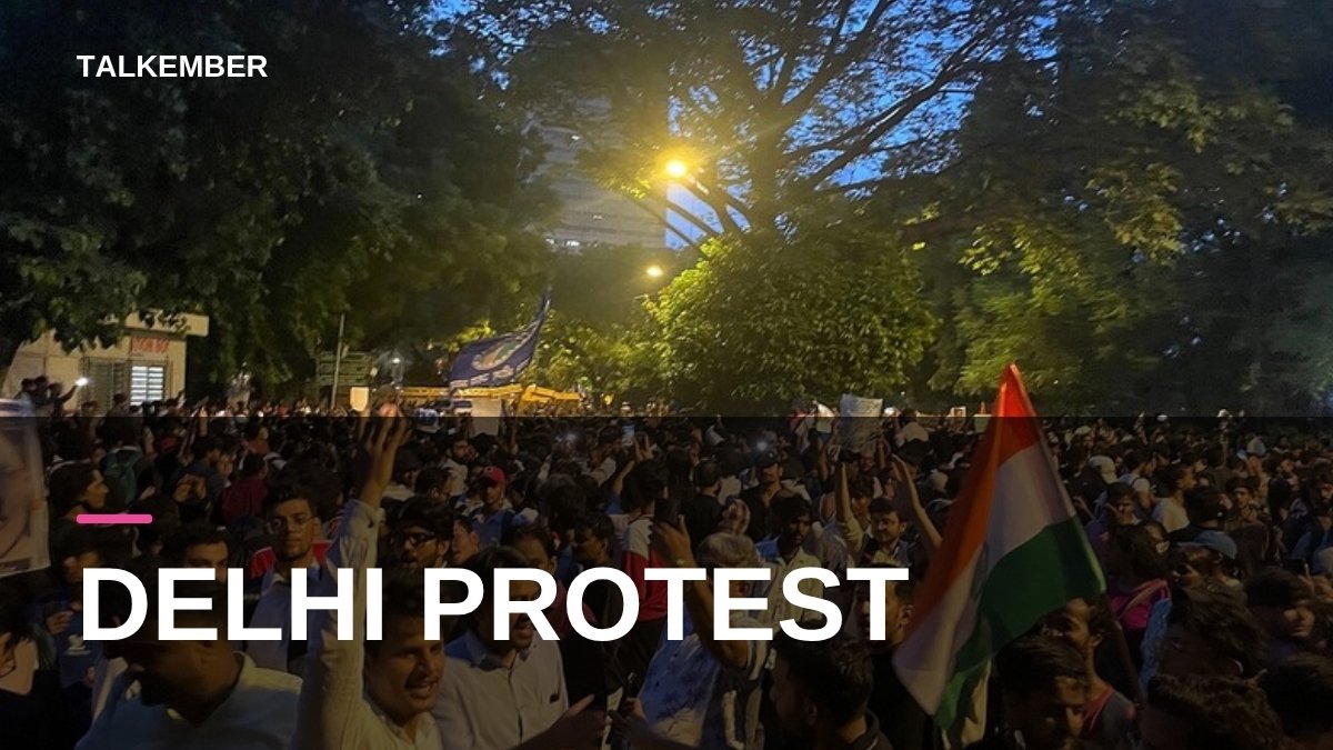 Crowd of protesters at Jantar Mantar in Delhi, one holding an Indian flag (file photo, 2026; not from the 10 October protest)